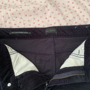 Talbots navy blue corduroy straight leg pant five pocket 10